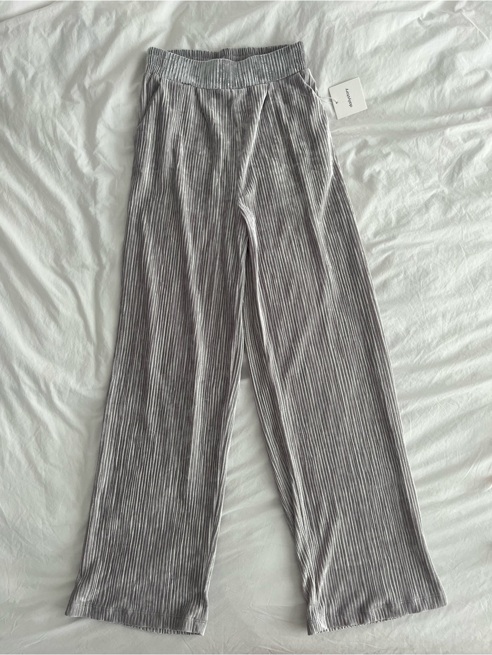 Dailystory Wide Leg Ribbed Gray chic women’s Pants